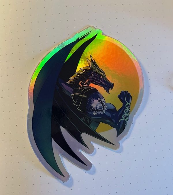 Holographic style Upgrade Dragon sticker